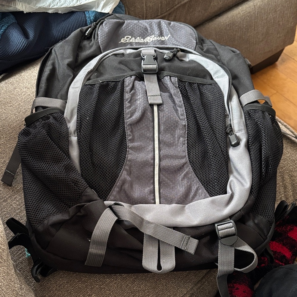 Eddie Bauer Charcoal Grey Gray Black Men's Backpack Hiking Camping Outdoors